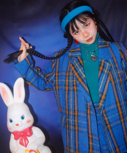 Heart Button Check Jacket&Skirt Series